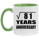 9th Anniversary Square Root of 81 Years Anniversary - 11oz Accent Mug Green