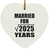 45th Anniversary Married For Square Root of 2025 Years - Heart Ornament