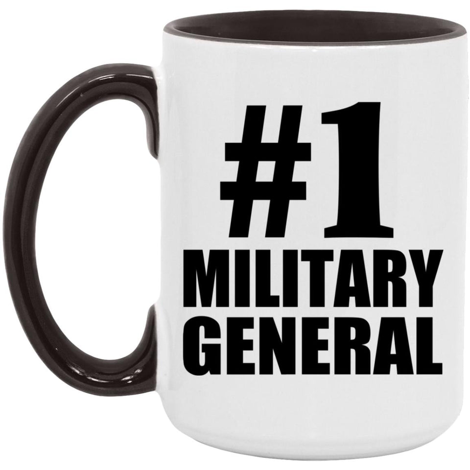 Number One #1 Military General - 15oz Accent Mug Black
