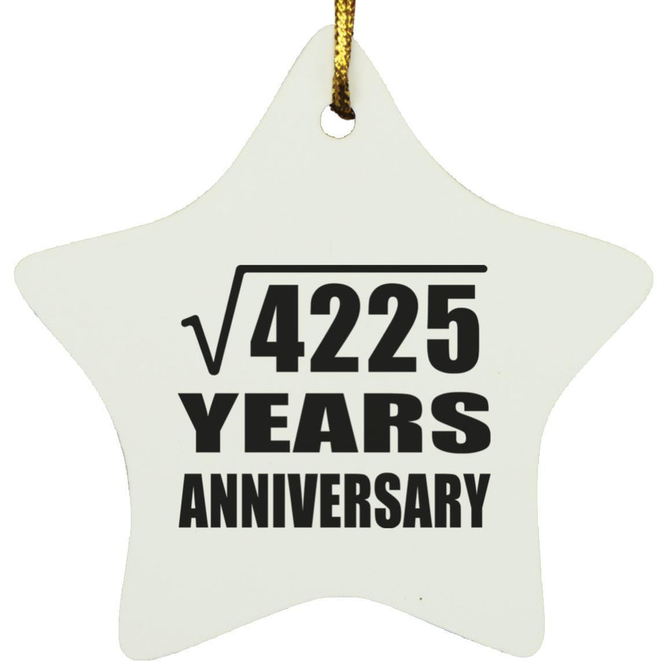 65th Anniversary Square Root of 4225 Years Anniversary - Star Ornament