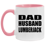 Dad Husband Lumberjack - 11oz Accent Mug Pink