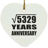 73rd Anniversary Square Root of 5329 Years Anniversary - Heart Ornament