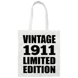 113th Birthday Vintage 1911 Limited Edition - Tote Bag White