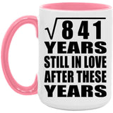 29th Anniversary Square Root of 841 Years Still In Love - 15oz Accent Mug Pink