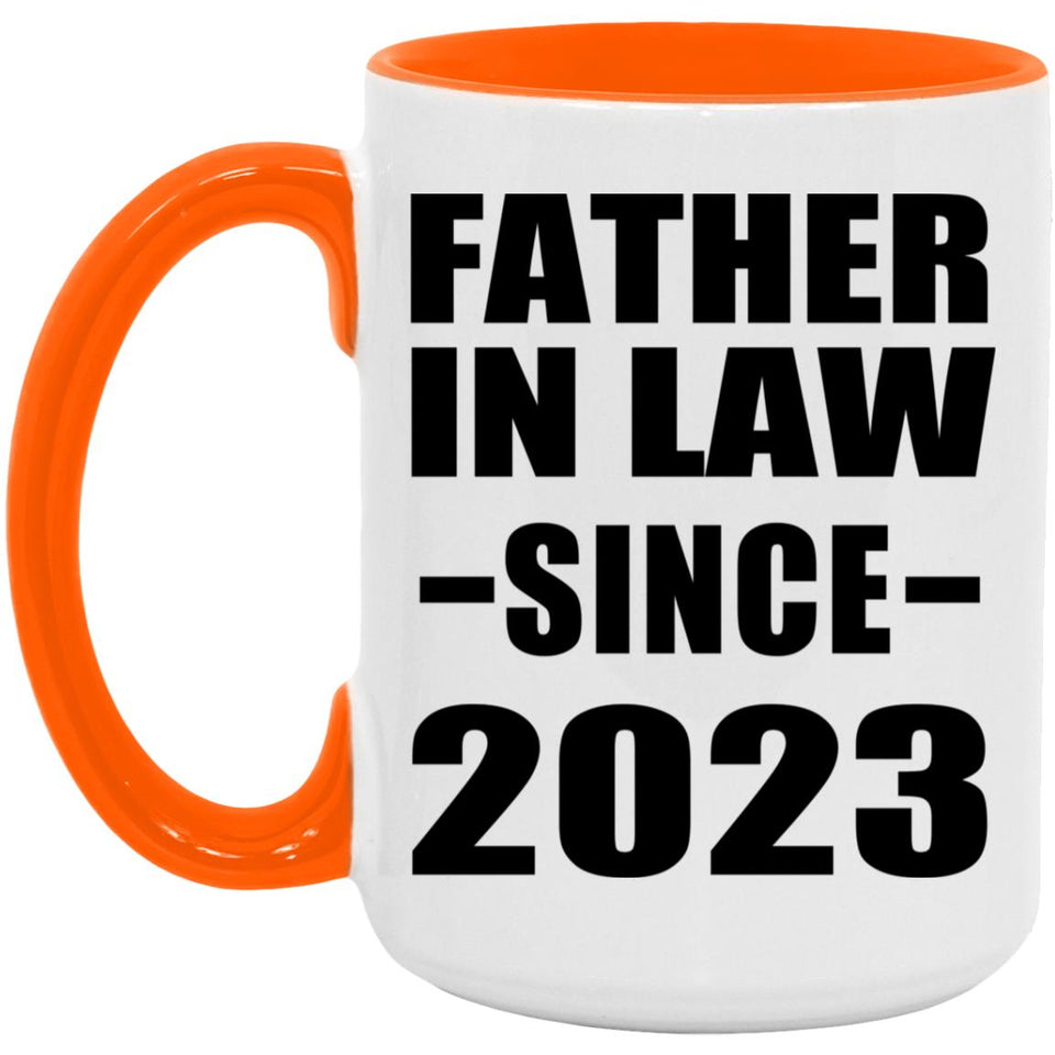 Father In Law Since 2023 - 15oz Accent Mug Orange