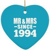 30th Anniversary Mr & Mrs Since 1994 - Heart Ornament