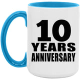 10th Anniversary 10 Years - 15oz Accent Mug Blue
