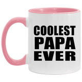 Coolest Papa Ever - 11oz Accent Mug Pink