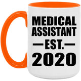 Medical Assistant Established EST. 2020 - 15oz Accent Mug Orange