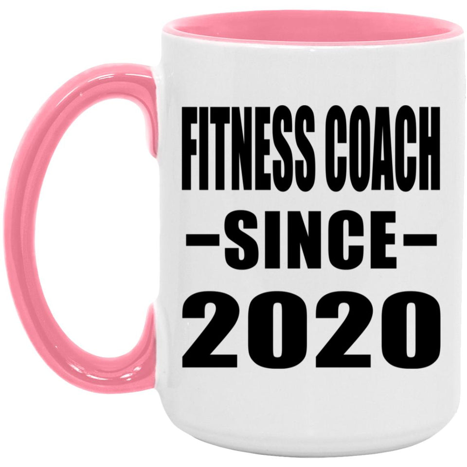 Fitness Coach Since 2020 - 15oz Accent Mug Pink
