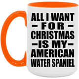 All I Want For Christmas Is My American Water Spaniel - 15oz Accent Mug Orange