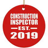 Construction Inspector Established EST. 2019 - Circle Ornament