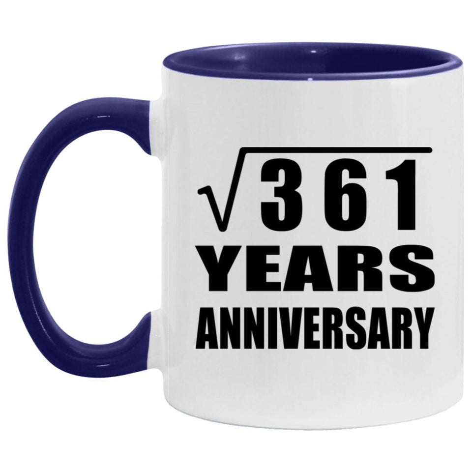 19th Anniversary Square Root of 361 Years Anniversary - 11oz Accent Mug Purple