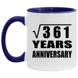 19th Anniversary Square Root of 361 Years Anniversary - 11oz Accent Mug Purple
