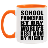 School Principal By Day World's Best Mom By Night - 11oz Accent Mug Orange