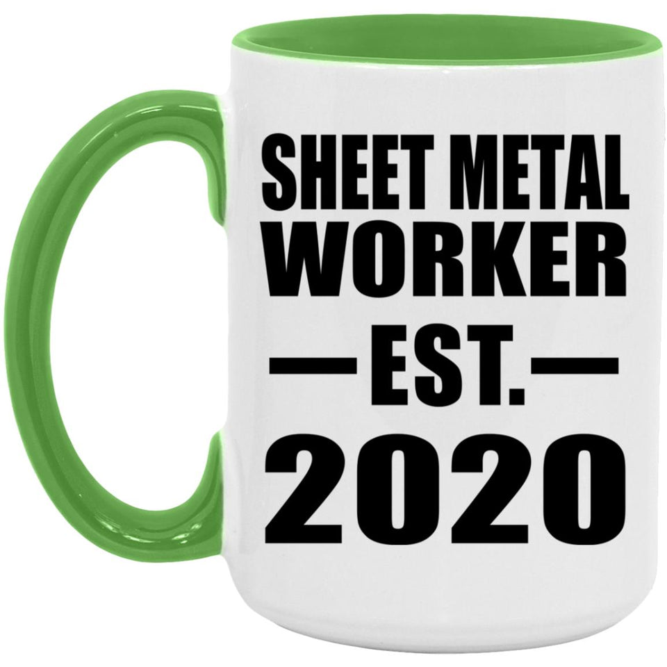 Sheet Metal Worker Established EST. 2020 - 15oz Accent Mug Green