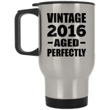 8th Birthday Vintage 2016 Aged Perfectly - Silver Travel Mug