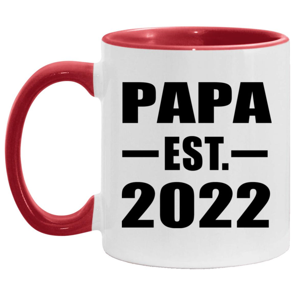 Papa Established EST. 2022 - 11oz Accent Mug Red