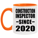 Construction Inspector Since 2020 - 11oz Accent Mug Orange
