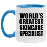 World's Greatest Skincare Specialist - 11oz Accent Mug Blue