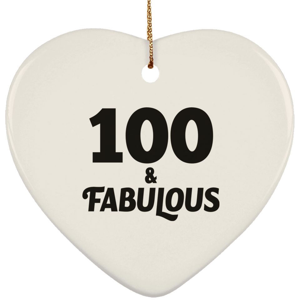 100th Birthday 100 & Fabulous - Heart Ornament