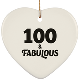 100th Birthday 100 & Fabulous - Heart Ornament