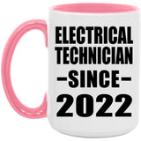 Electrical Technician Since 2022 - 15oz Accent Mug Pink