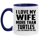 I Love My Wife More Than Turtles - 11oz Accent Mug Purple