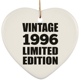 28th Birthday Vintage 1996 Limited Edition - Heart Ornament