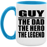 Guy The Dad The Hero The Legend - 15oz Accent Mug Blue