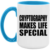 Cryptography Makes Life Special - 15oz Accent Mug Blue
