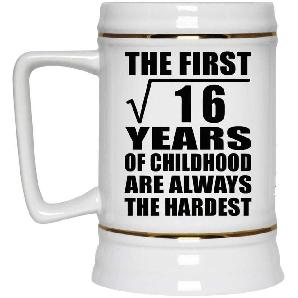 4th Birthday Square Root of 16 Years of Childhood - Beer Stein