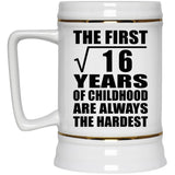4th Birthday Square Root of 16 Years of Childhood - Beer Stein