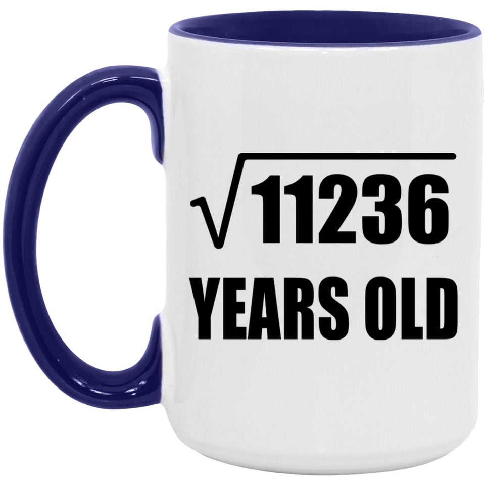 106th Birthday Square Root of 11236 Years Old - 15oz Accent Mug Purple