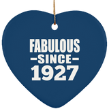 97th Birthday Fabulous Since 1927 - Heart Ornament