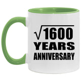 40th Anniversary Square Root of 1600 Years Anniversary - 11oz Accent Mug Green