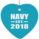 Navy Established EST. 2018 - Heart Ornament