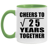 5th Anniversary Cheers To Square Root of 25 Years Together - 11oz Accent Mug Green