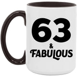 63rd Birthday 63 & Fabulous - 15oz Accent Mug Black