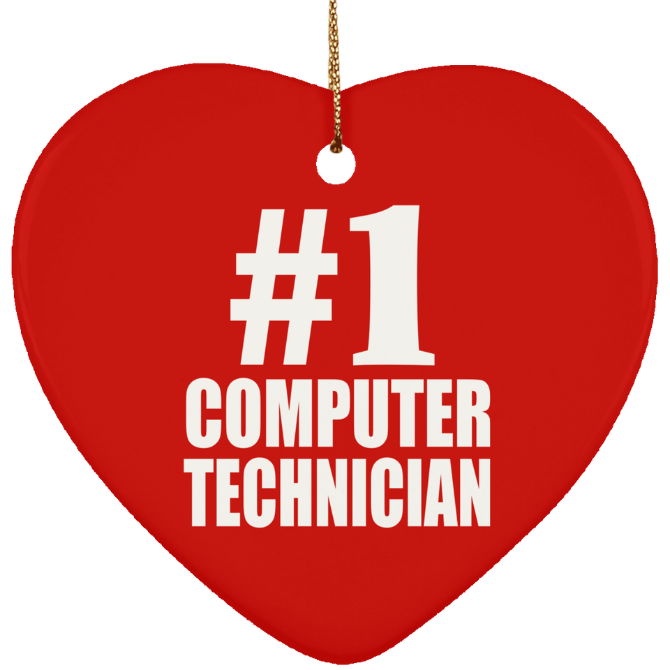Number One #1 Computer Technician - Heart Ornament