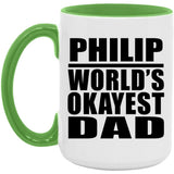 Philip World's Okayest Dad - 15oz Accent Mug Green