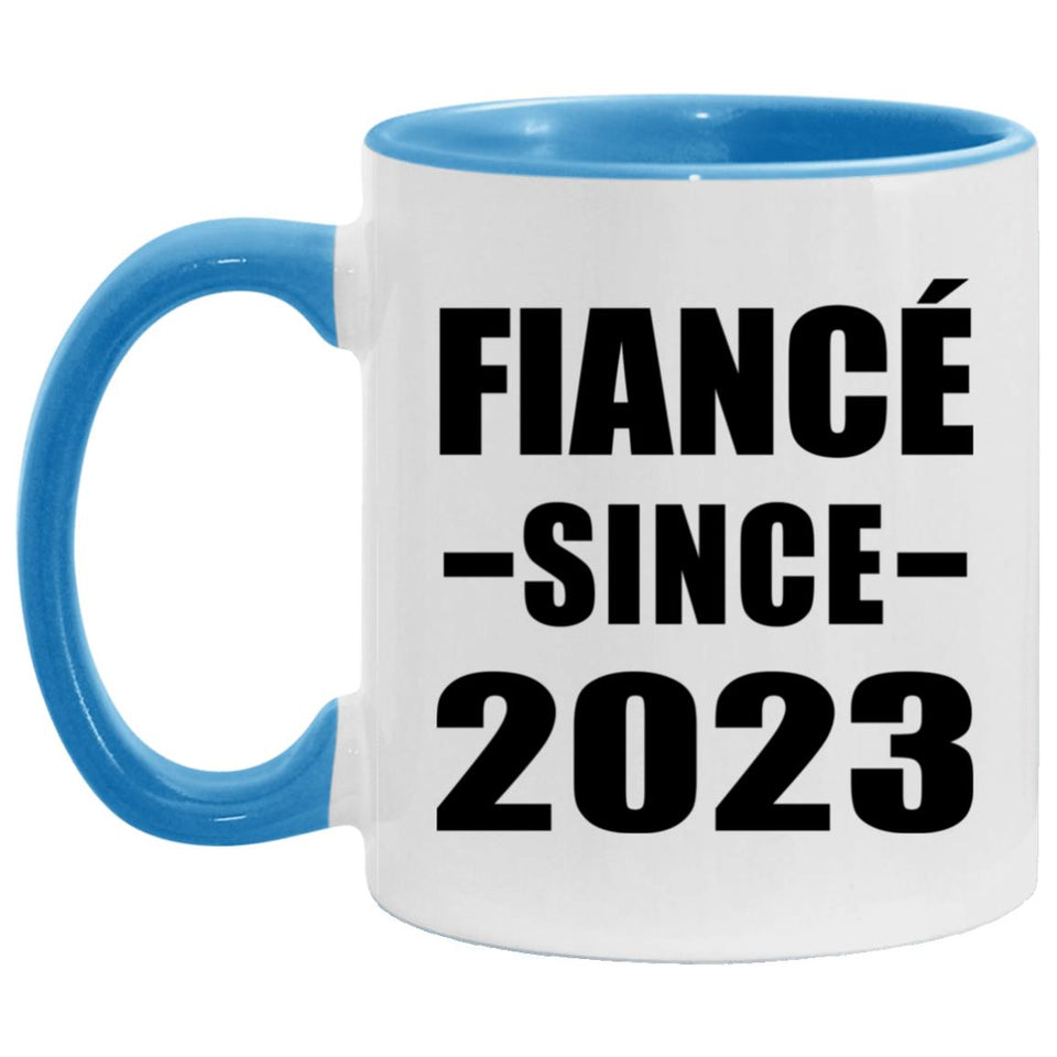 Fiance Since 2023 - 11oz Accent Mug Blue