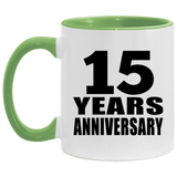 15th Anniversary 15 Years - 11oz Accent Mug Green