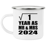 1st Anniversary Square Root of 1 Year As Mr & Mrs 2024 - 12oz Camping Mug