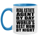 Real Estate Agent By Day World's Best Mom By Night - 11oz Accent Mug Blue