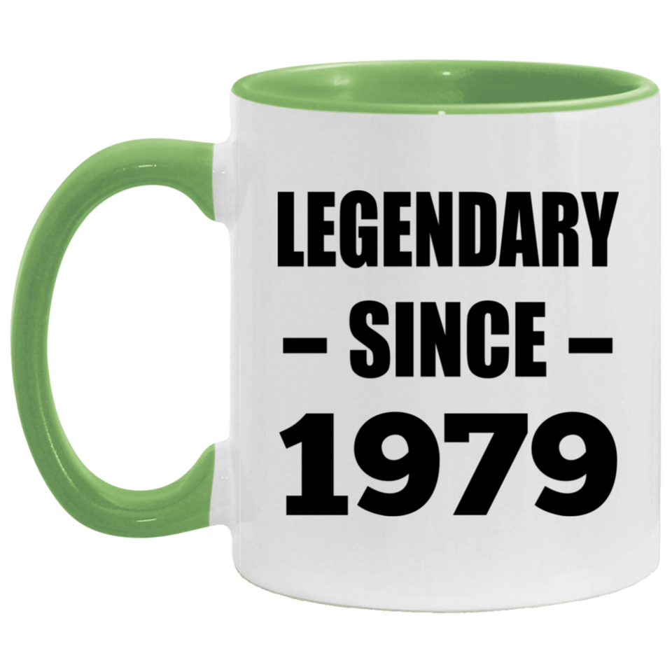 45th Birthday Legendary Since 1979 - 11oz Accent Mug Green