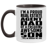 Proud Real Estate Agent Dad Of Awesome Son - 11oz Accent Mug Black