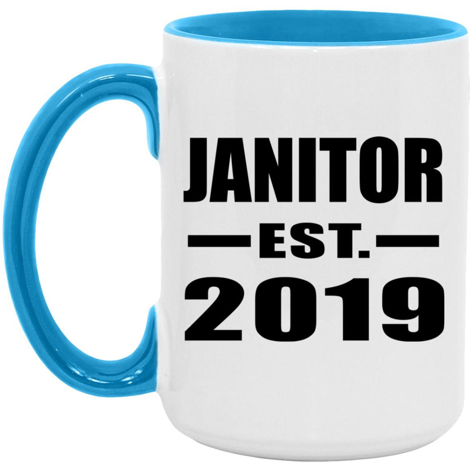 Janitor Established EST. 2019 - 15oz Accent Mug Blue