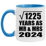 35th Anniversary Square Root of 1225 Years As Mr & Mrs 2024 - 11oz Accent Mug Blue