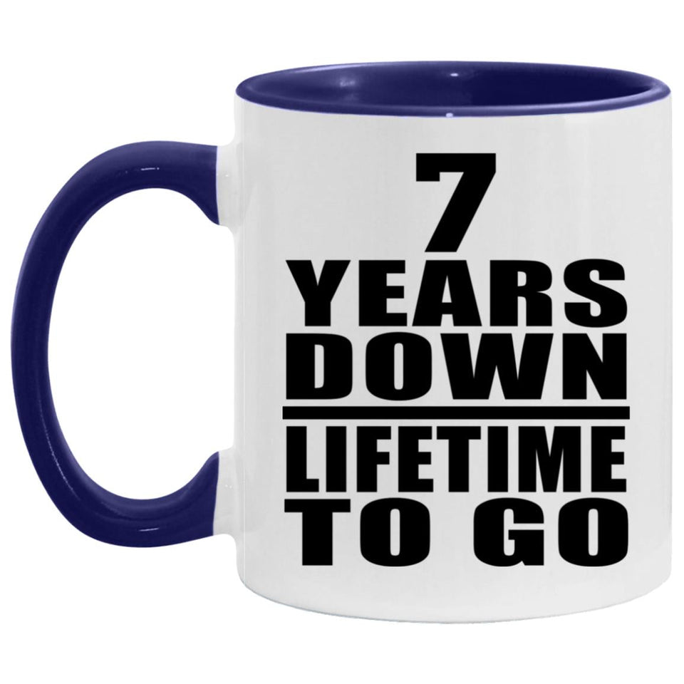 7th Anniversary 7 Years Down Lifetime To Go - 11oz Accent Mug Purple